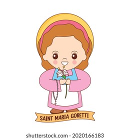 caricatura de saint maria goretti aislada sobre fondo blanco. ilustración vectorial