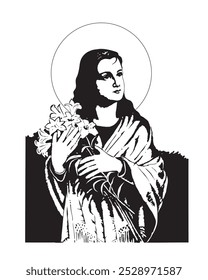 Saint Maria Goretti Virgin and Martyr Vector Catholic religious Illustration 