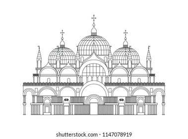 Saint Mark's Basilica, vector eps10 illustration isolated on white background