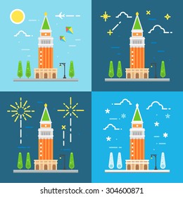 Saint Mark's campanile flat design illustration vector