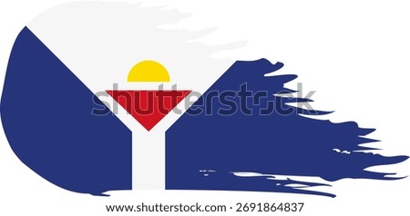 Saint Martin comet flag fly, grunge brush vector