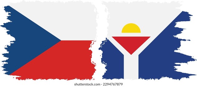 Saint Martin and Czech Republic grunge flags connection, vector
