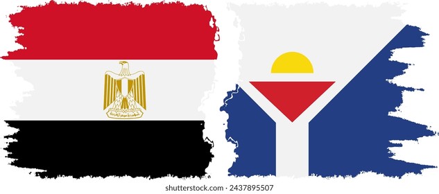 Saint Martin and Egypt grunge flags connection, vector
