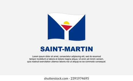 Plantilla de diseño de fondo de resumen de la bandera de San Martín. Cartel del Día de la Independencia de San Martín en medios sociales Ilustración vectorial. Fondo de San Martín