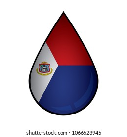 The Saint Martin flag painted on 3D water drop
