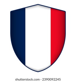 Saint Martin flag in shield shape. Vector illustration.