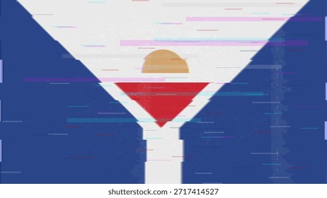 Vector Video de bandera de falla de San Martín, distorsión dividida RGB, ilustración de marco abstracto digital