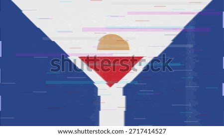 Saint Martin glitch flag vector, RGB split distortion, digital abstract video frame illustration