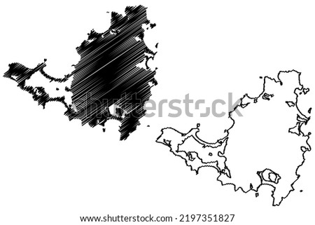 Saint Martin island (French Republic, Kingdom of the Netherlands, Cenrtal America, Caribbean islands) map vector illustration, scribble sketch Sint Maarten map