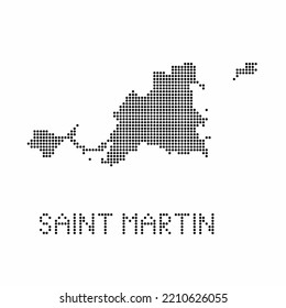 Mapa de San Martín con textura gruesa al estilo de punto. Ilustración vector abstracta de un mapa de país con efecto de medio tono para infografía.
