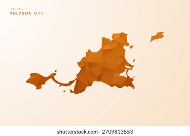 Mapa de Saint Martin - Ilustração do vetor do polígono baixo em cor de laranja, estilo geométrico limpo, isolado no fundo branco.