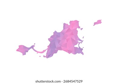 Mapa de San Martín - Ilustración vectorial de estilo polígono en degradado rosa y púrpura, diseño geométrico de bajo poli, aislado sobre fondo blanco para infografías y Educación.