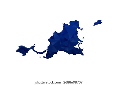 Mapa de Saint Martin - Ilustração de vetor estilo polígono em azul escuro gradiente, baixo Poly projeto geométrico, isolado no fundo branco para infográficos e educação.