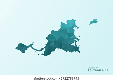 Mapa de San Martín - Ilustración vectorial de estilo polígono en diseño geométrico azul-verde verde azulado bajo poli, silueta minimalista moderna.