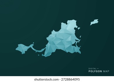 Mapa de San Martín - Ilustración vectorial de estilo polígono en diseño geométrico de bajo poli verde y azul, silueta mínima limpia para infografía.