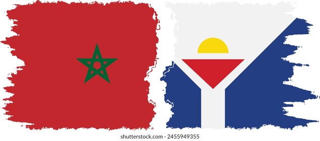 San Martín y Marruecos grunge banderas conexión, Vector