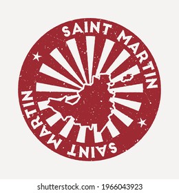 Saint Martin stamp. Travel red rubber stamp with the map of island, vector illustration. Can be used as insignia, logotype, label, sticker or badge of the Saint Martin .