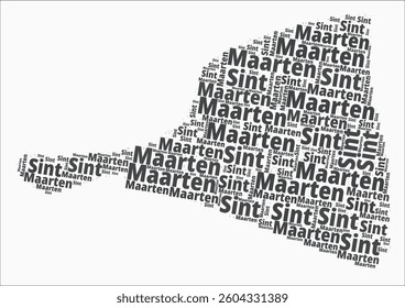 Saint Martin text style regions. Country region names word clouds in the English language. Beautiful vector illustration.