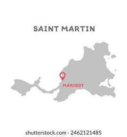 saint martin vector map illustration, country map silhouette with mark the capital city of saint martin inside. vector illustration. gray vector map of the Island. Every country in the world is here