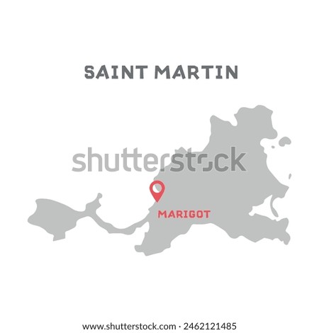 saint martin vector map illustration, country map silhouette with mark the capital city of saint martin inside. vector illustration. gray vector map of the Island. Every country in the world is here