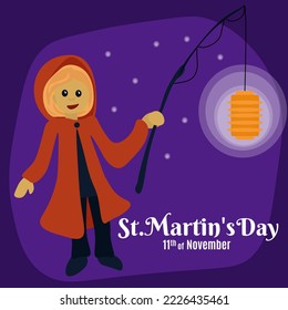 Saint Martin's Day, traditional holiday banner laternelaufen vector illustration