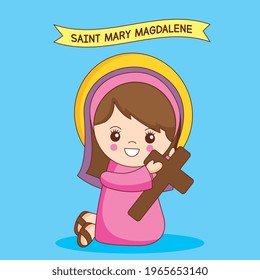 saint mary magdalene cartoon with cross in your hands