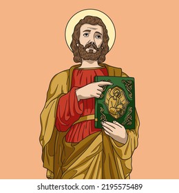 Saint Matthew Apostle and Evangelist Colored Vector Illustration
