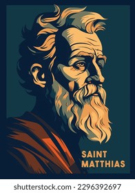 Saint Matthias Apostle of Jesus Christ Colored Illustration. Vector.