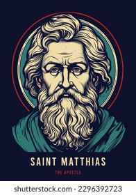 Saint Matthias Apostle of Jesus Christ Colored Illustration. Vector.