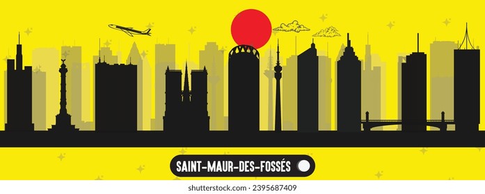 Saint Maur des Fossés , France beautiful skyline vector illustration