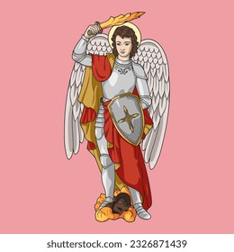 Saint Michael Archangel Colored Vector Illustration