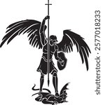 Saint Michael the Archangel, Silhouette Vector Illustration
