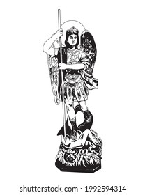 Saint Michael the archangel vector catholic religious illustration