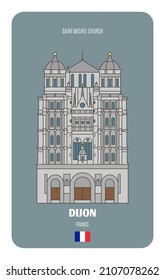 Iglesia de Saint Michel en Dijon, Francia. Símbolos arquitectónicos de las ciudades europeas. Vector colorido 