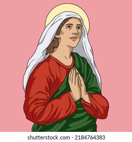 Saint Monica of Hippo Colored Vector Illustration