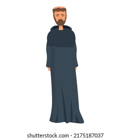 Saint monk icon cartoon vector. Priest give. Medieval christian