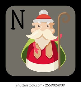 saint nicholas as alphabet letter n