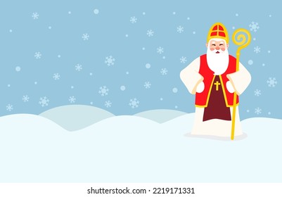 Saint Nicholas. Banner, flat design holiday card for St. Nicholas Day.