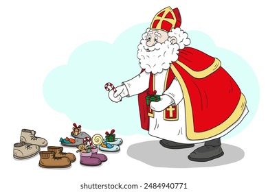 Saint Nicholas brings gifts. Happy Saint Nicholas Day.