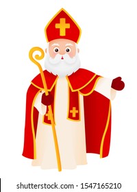 Saint Nicholas cartoon character isolated on white