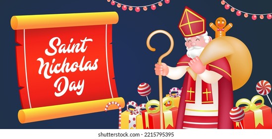 Saint Nicholas Day, Saint Nicholas brings gifts. Suitable for events