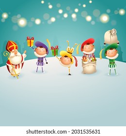 Saint Nicholas day celebration with children - winter landscape