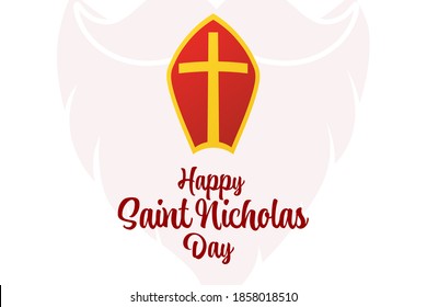 Saint Nicholas Day. December 6. Holiday concept. Template for background, banner, card, poster with text inscription. Vector EPS10 illustration