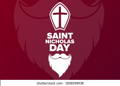 Saint Nicholas Day. December 6. Holiday concept. Template for background, banner, card, poster with text inscription. Vector EPS10 illustration