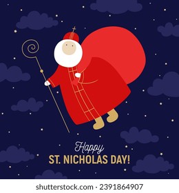 Día de San Nicolás. Tarjeta de felicitación.
Ilustración de San Nicolás