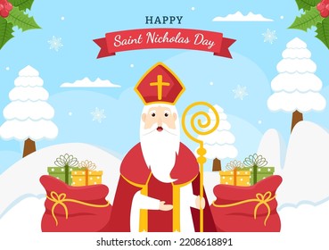 St. Nicholas Day oder Sinterklaas Hintergrund Vorlage handgezeichnet Cartoon Flache Illustration