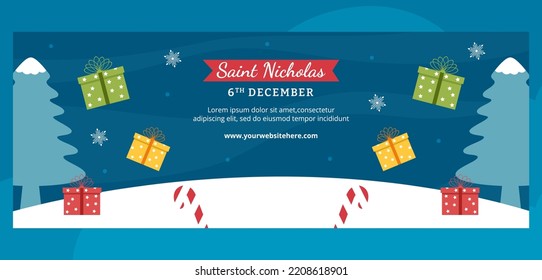 Saint Nicholas Day or Sinterklaas Cover Template Hand Drawn Cartoon Flat Illustration