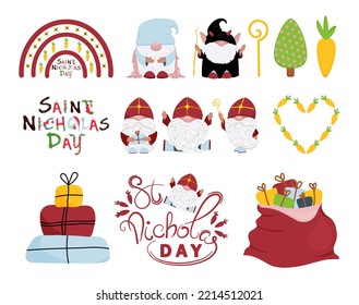 Saint Nicholas Day.Saint Nicholas Day vector elements set.