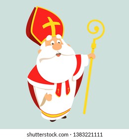 Saint Nicholas happy cute cartoon vector illustration