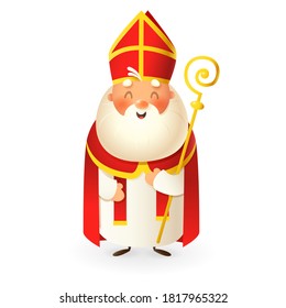 Saint Nicholas - happy cute character - vector illustration isolated